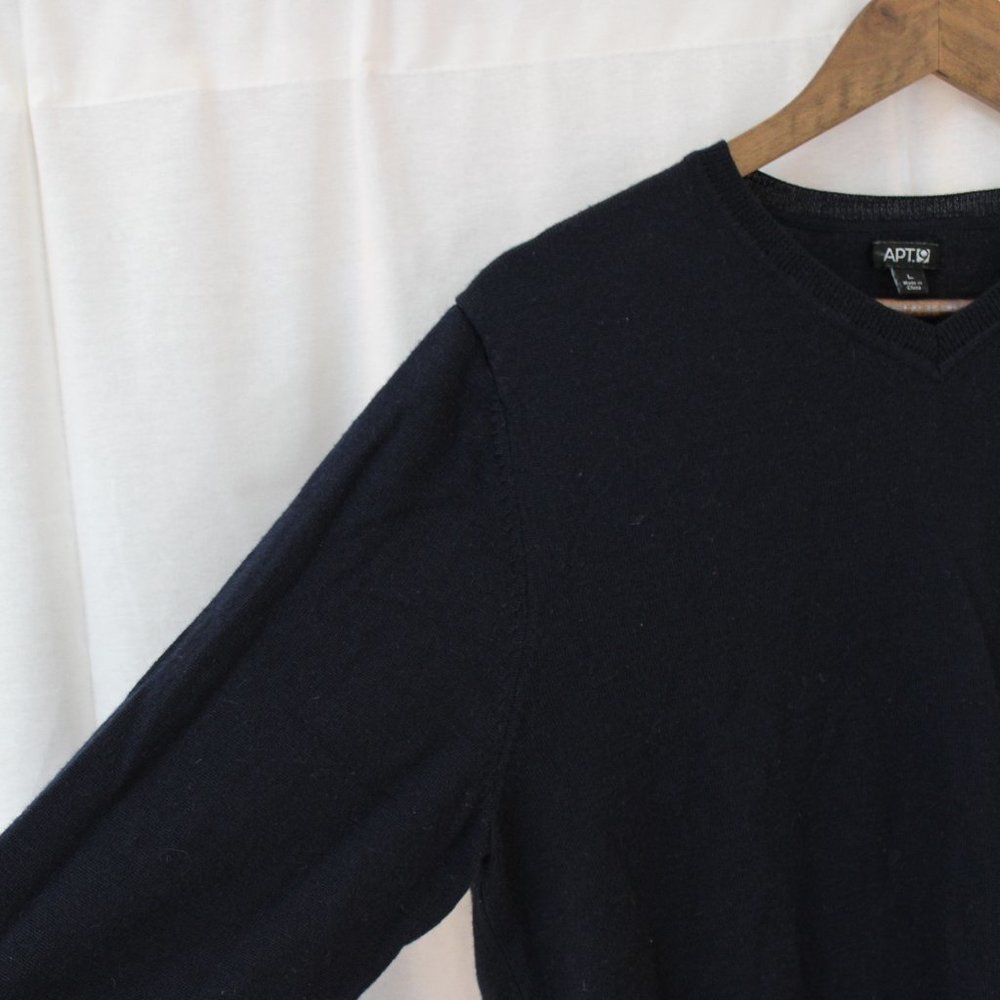 Refined Black Shallow V-Neck Sweater